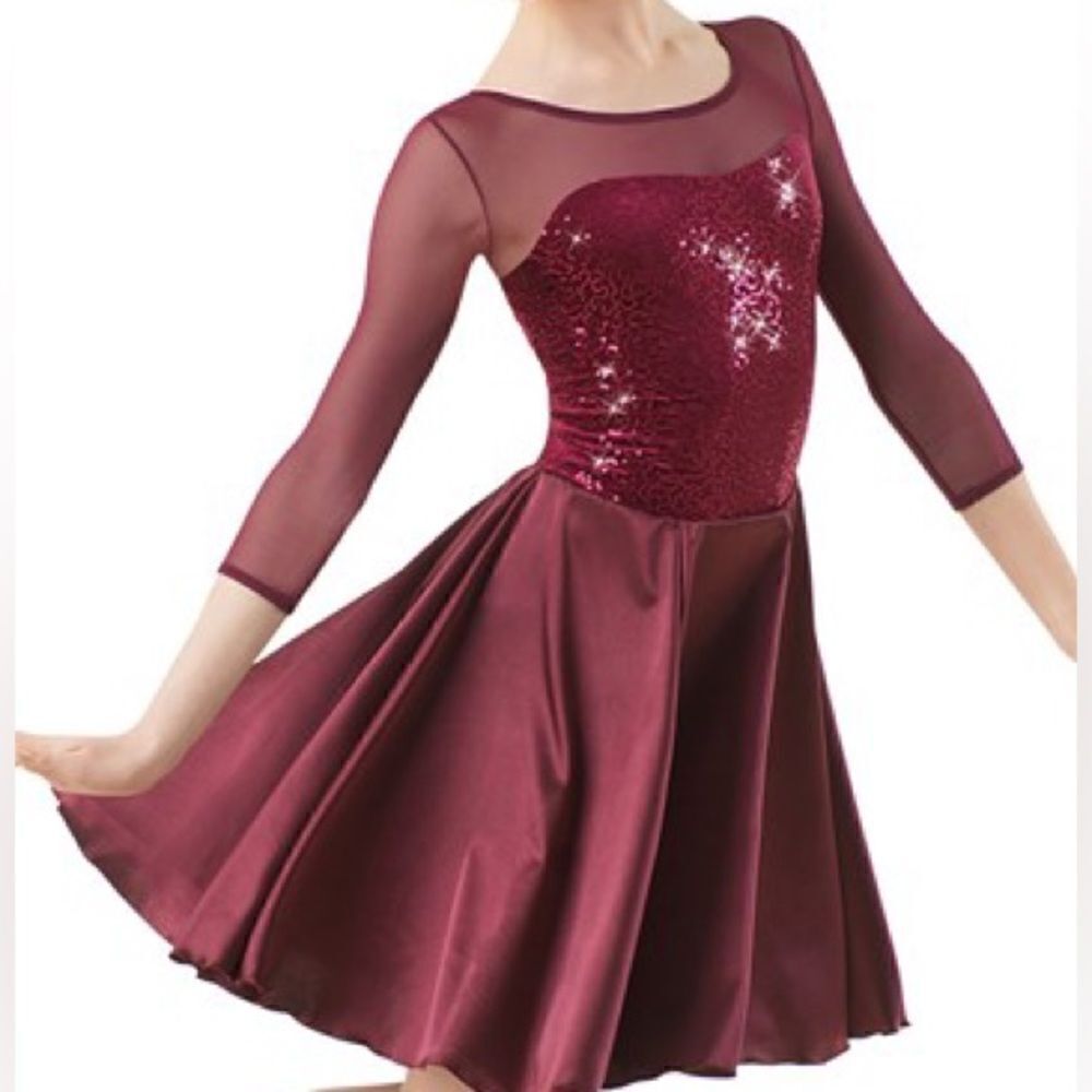 WEISSMAN Dance Costume lyrical burgundy Hopeless Romantic 9567 adult SA
